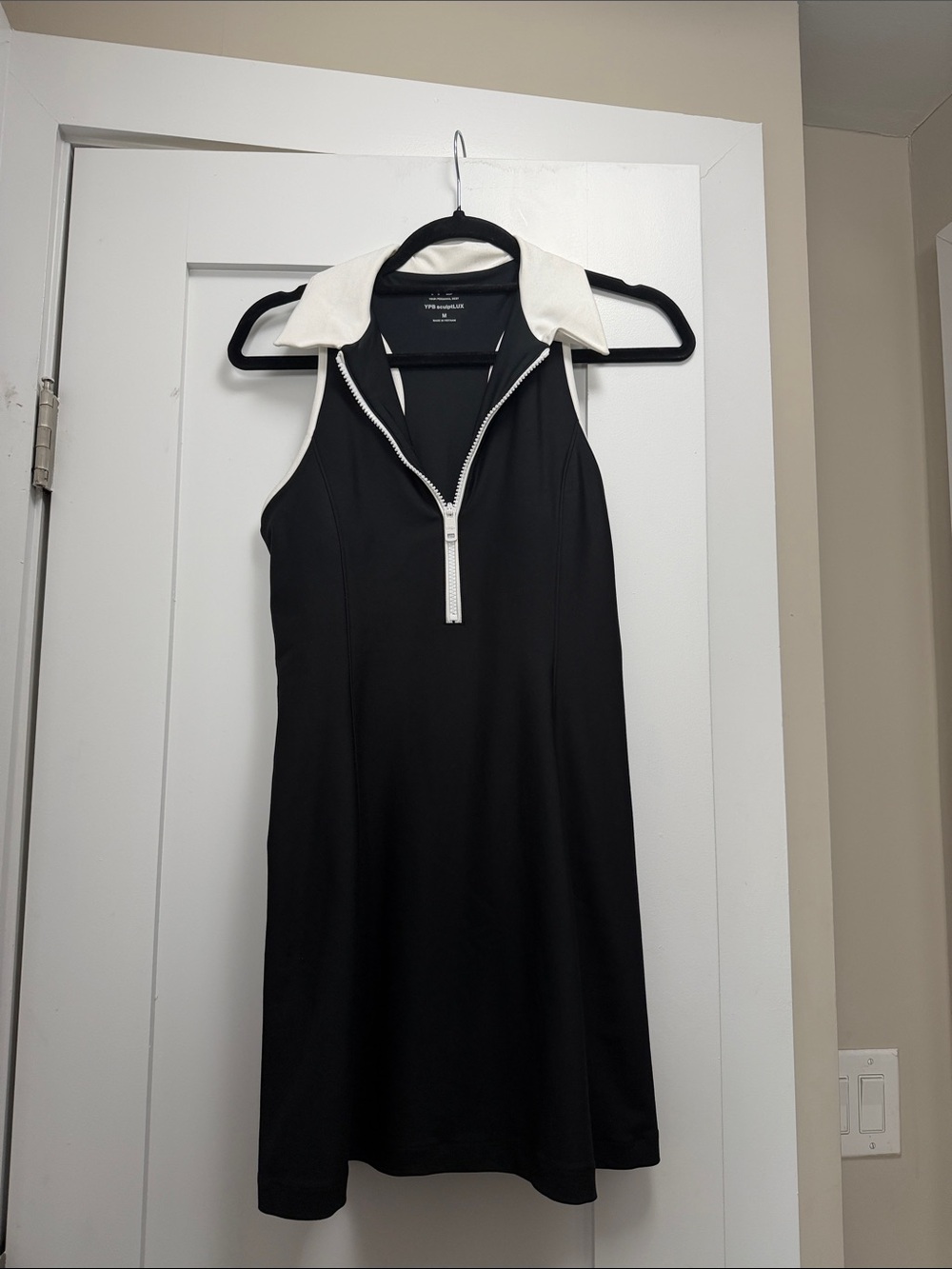 A&F Active Black Dress with White Collar and Zip